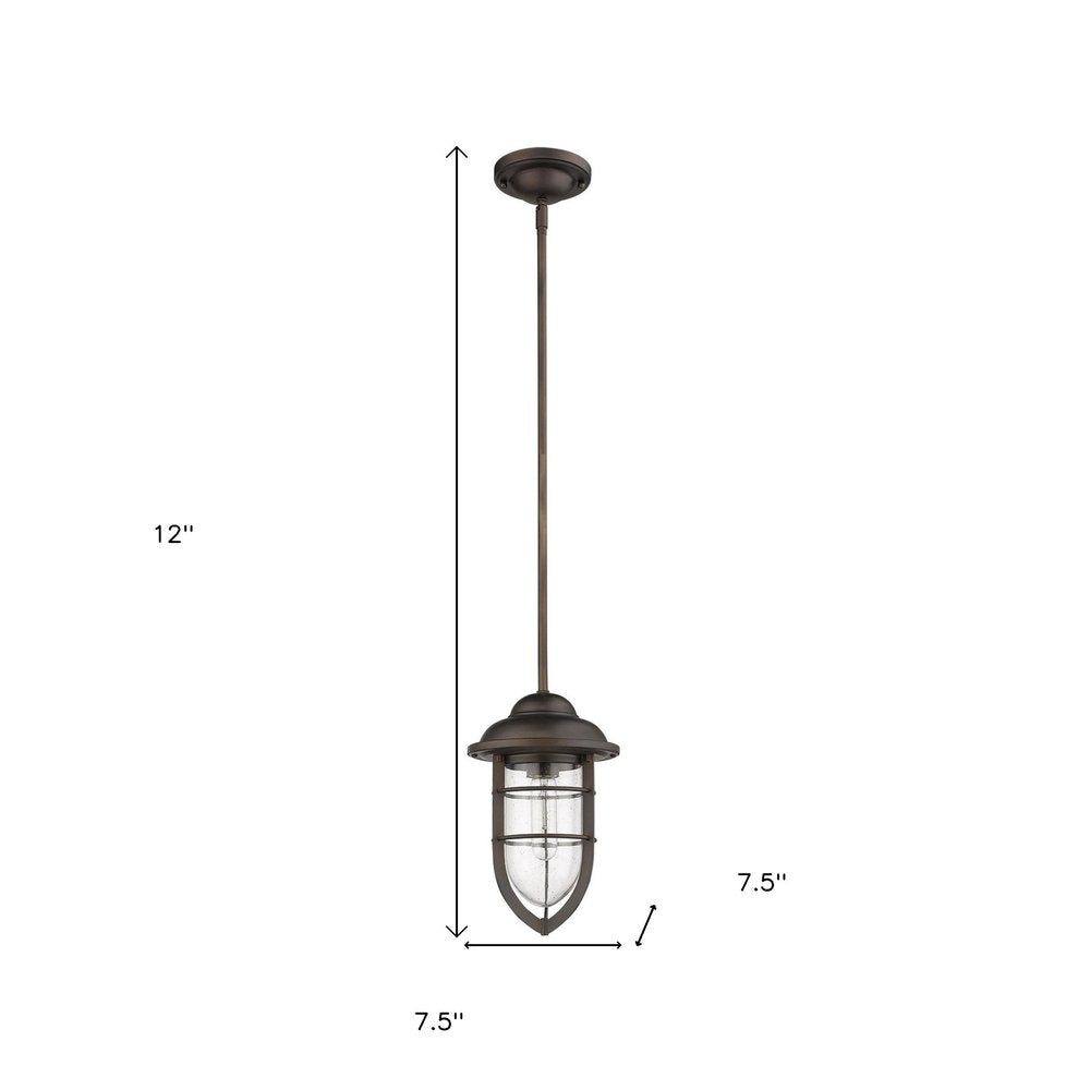 Antique Bronze Teardrop Shape Pendant Light on a white background