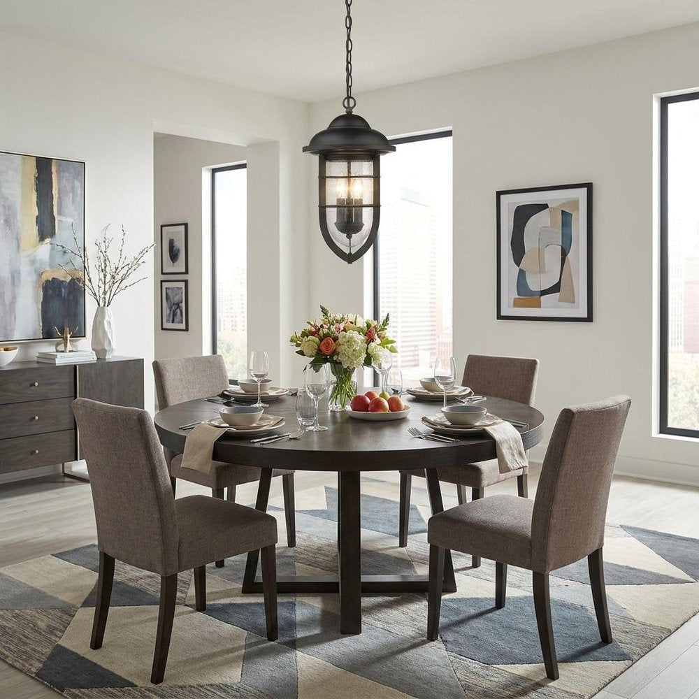 Dylan 3-Light Oil-Rubbed Bronze Hanging Lantern in a home interior