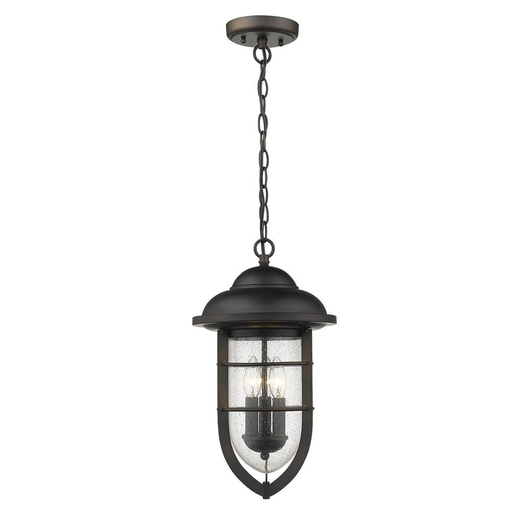 Dylan 3-Light Oil-Rubbed Bronze Hanging Lantern on a white background