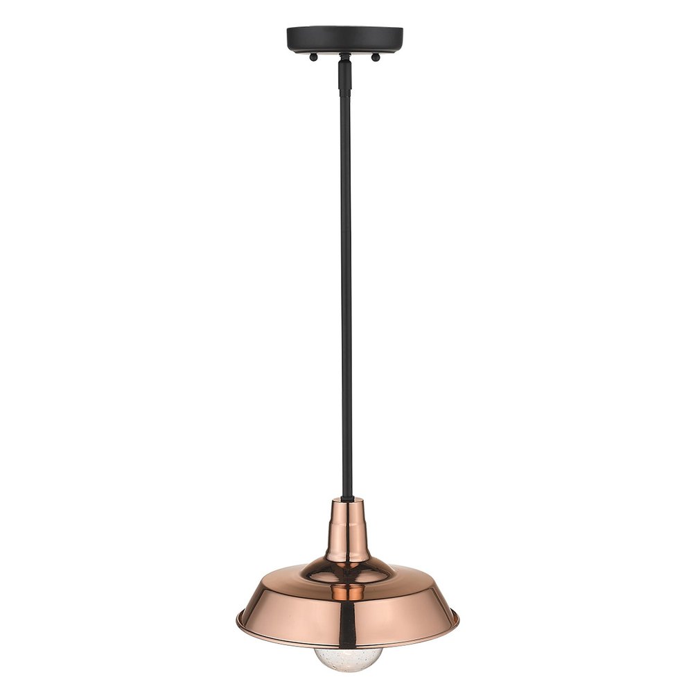 Shiny Copper Shallow Plate Adjustable Pendant Light on a white background