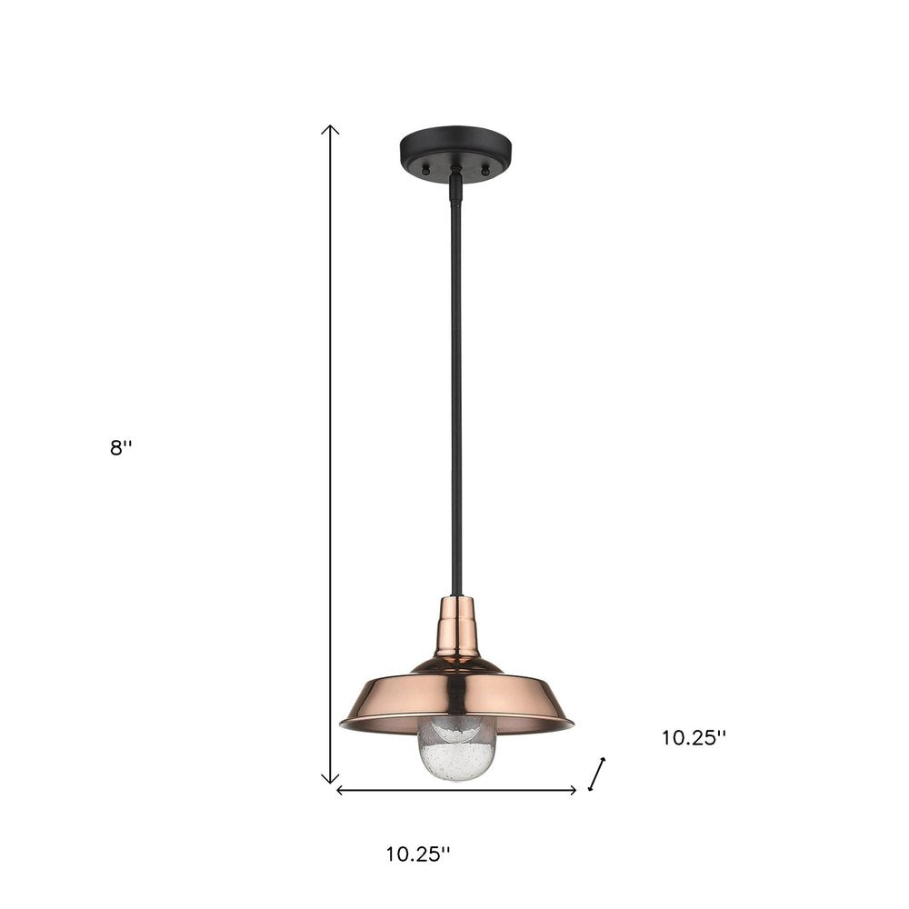 Shiny Copper Shallow Plate Adjustable Pendant Light on a white background
