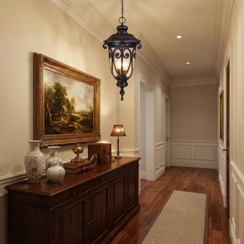 Naples 3-Light Marbelized Mahogany Hanging Light