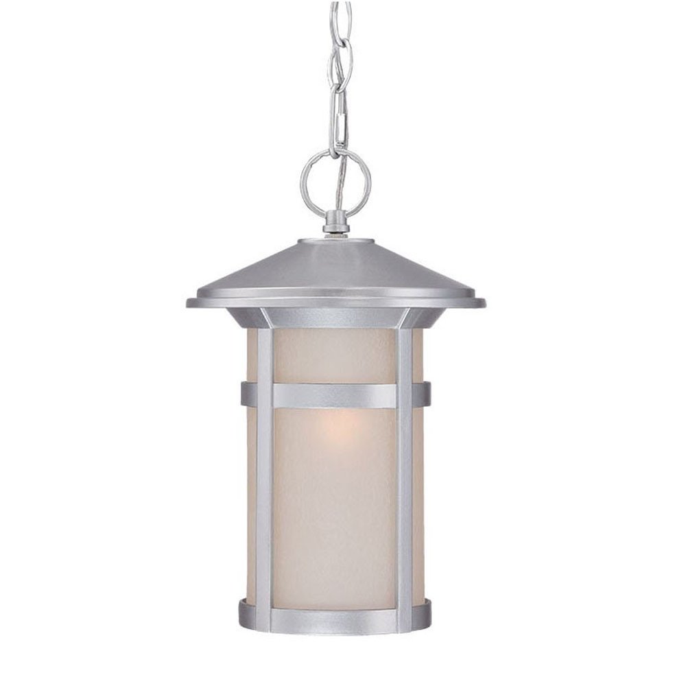 Silver Lantern Metal Dimmable Chandelier With Frosted Shades on a white background
