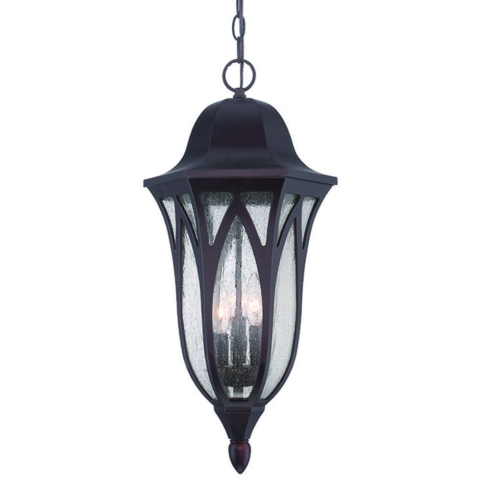 XL Matte Black Geometric Glass Hanging Light on a white background