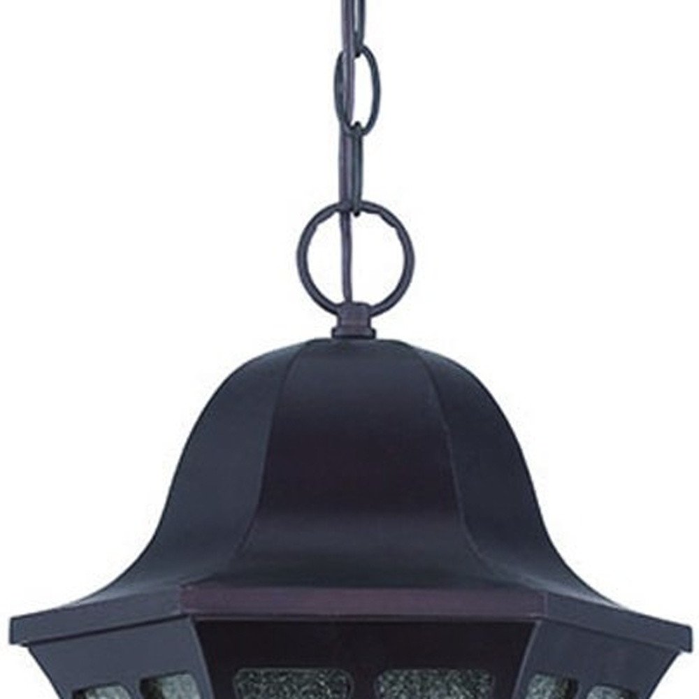 XL Matte Black Geometric Glass Hanging Light on a white background