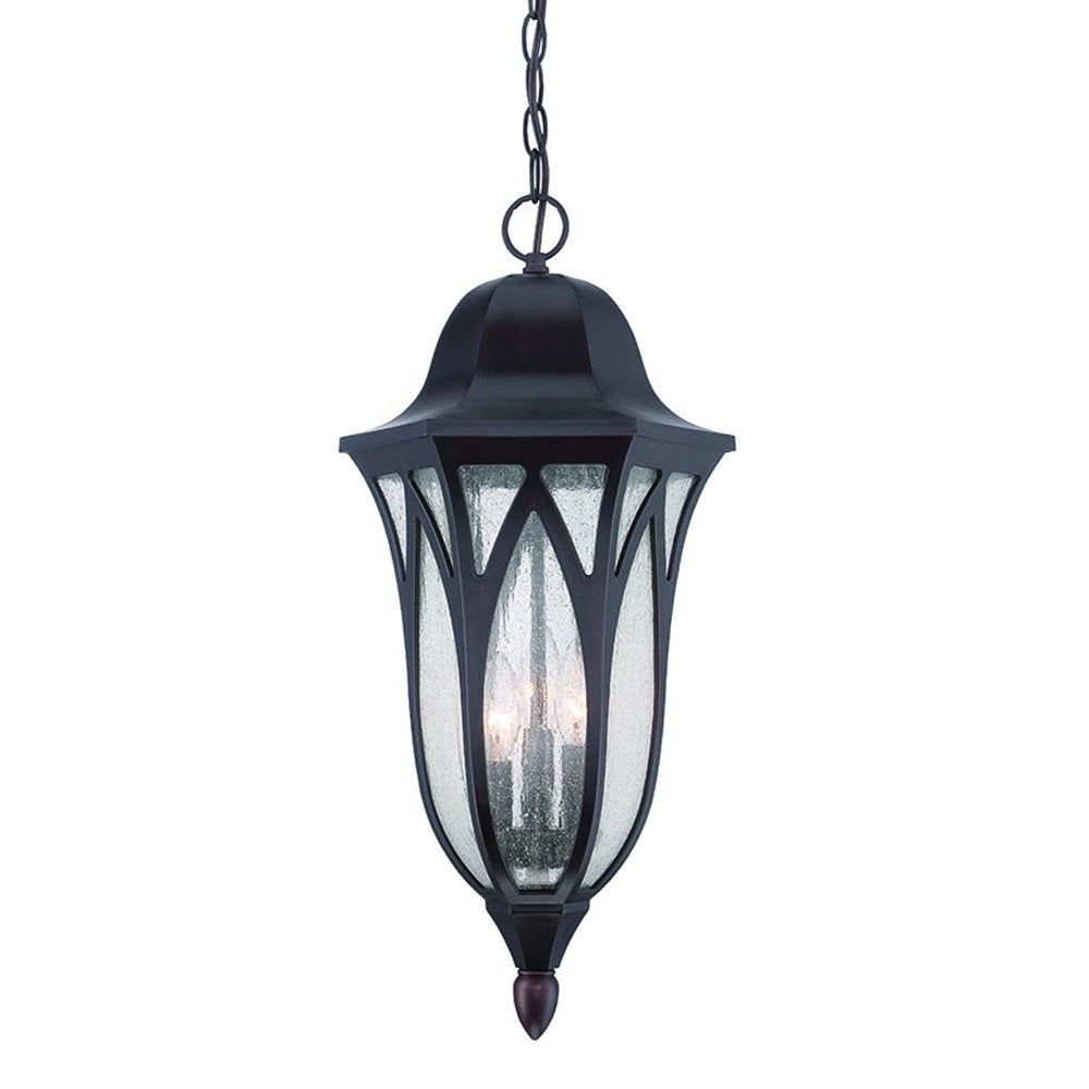 XL Antique Bronze Geometric Glass Hanging Light on a white background