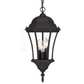 Three Light Matte Black Carousel Lantern Hanging Light on a white background
