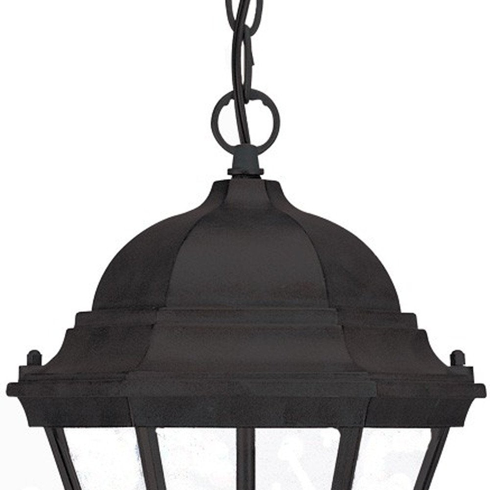 Three Light Matte Black Carousel Lantern Hanging Light on a white background