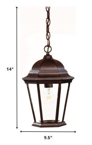 Brown Lantern Beveled Metal Dimmable Chandelier With Clear Shades on a white background