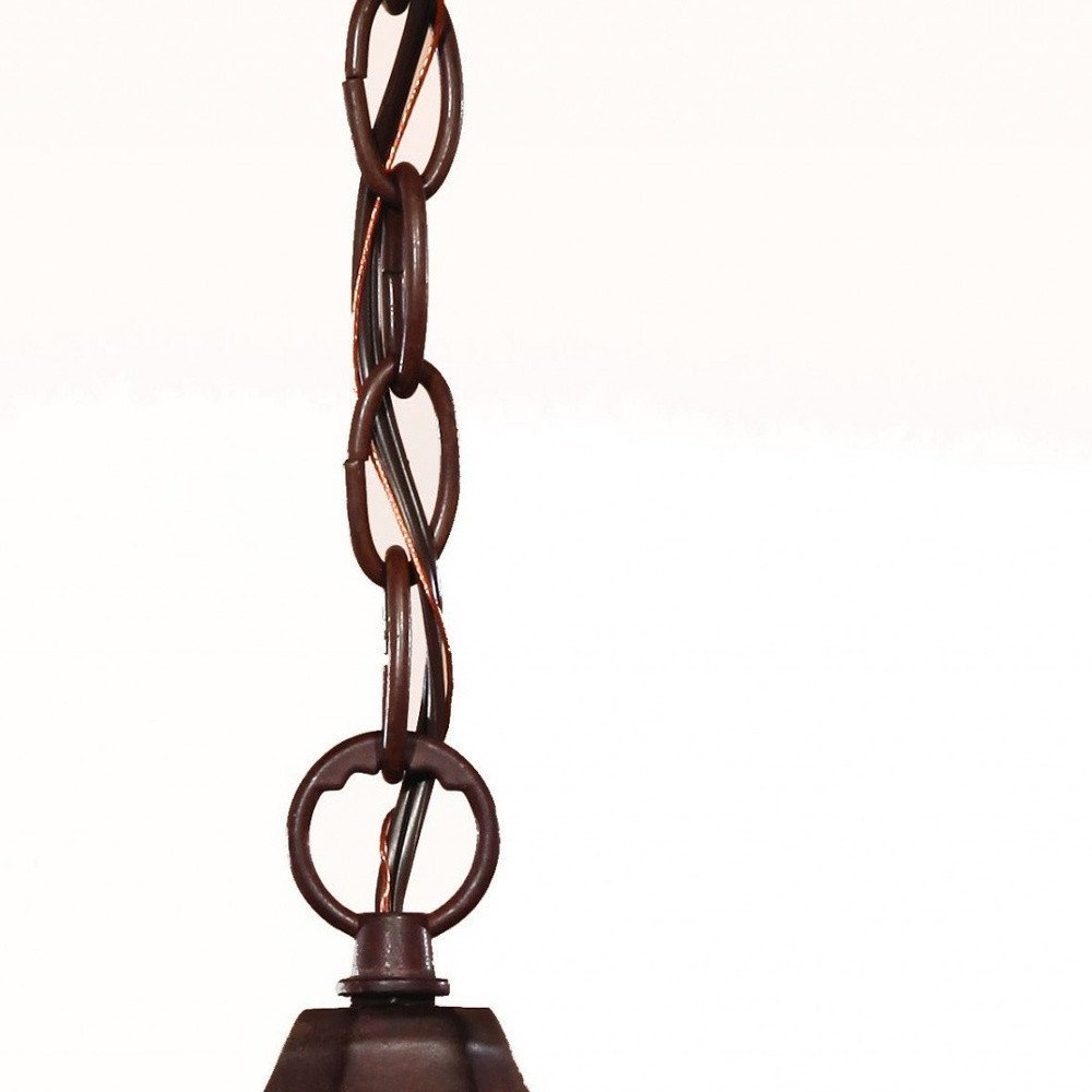 Brown Lantern Beveled Metal Dimmable Chandelier With Clear Shades on a white background