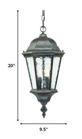 Two Light Antique Black Carousel Lantern Hanging Light on a white background