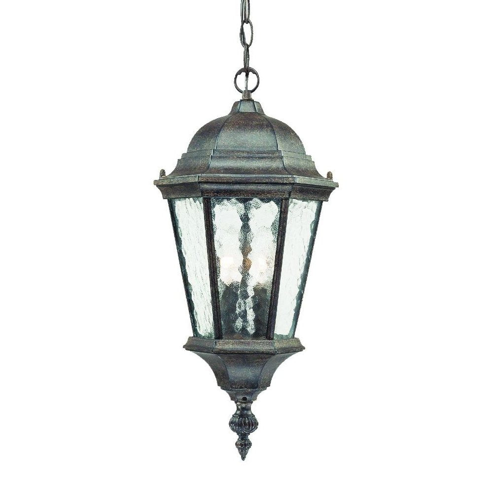 Two Light Antique Black Carousel Lantern Hanging Light on a white background