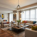 Brown and Black Six Light Metal Dimmable Chandelier in a home interior