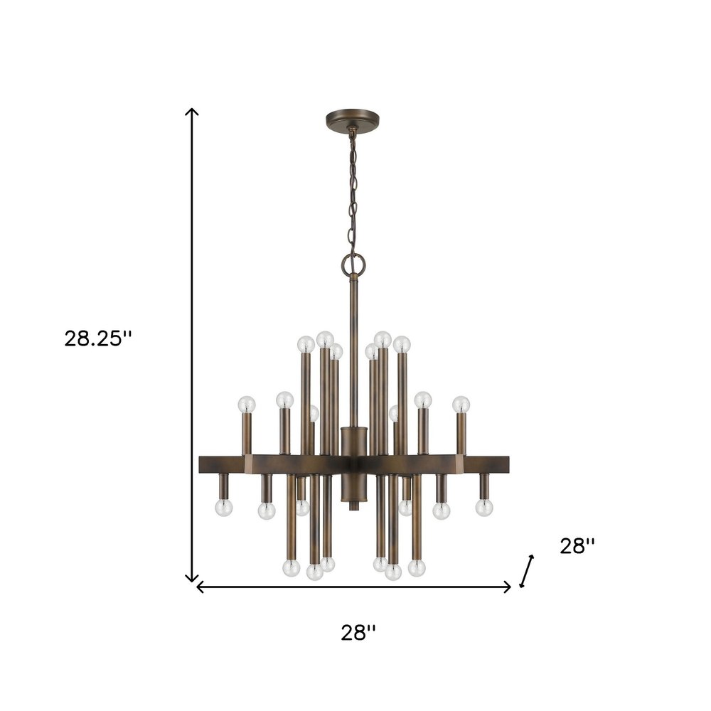 Brown Candle Style Multi Light Metal Dimmable Chandelier on a white background
