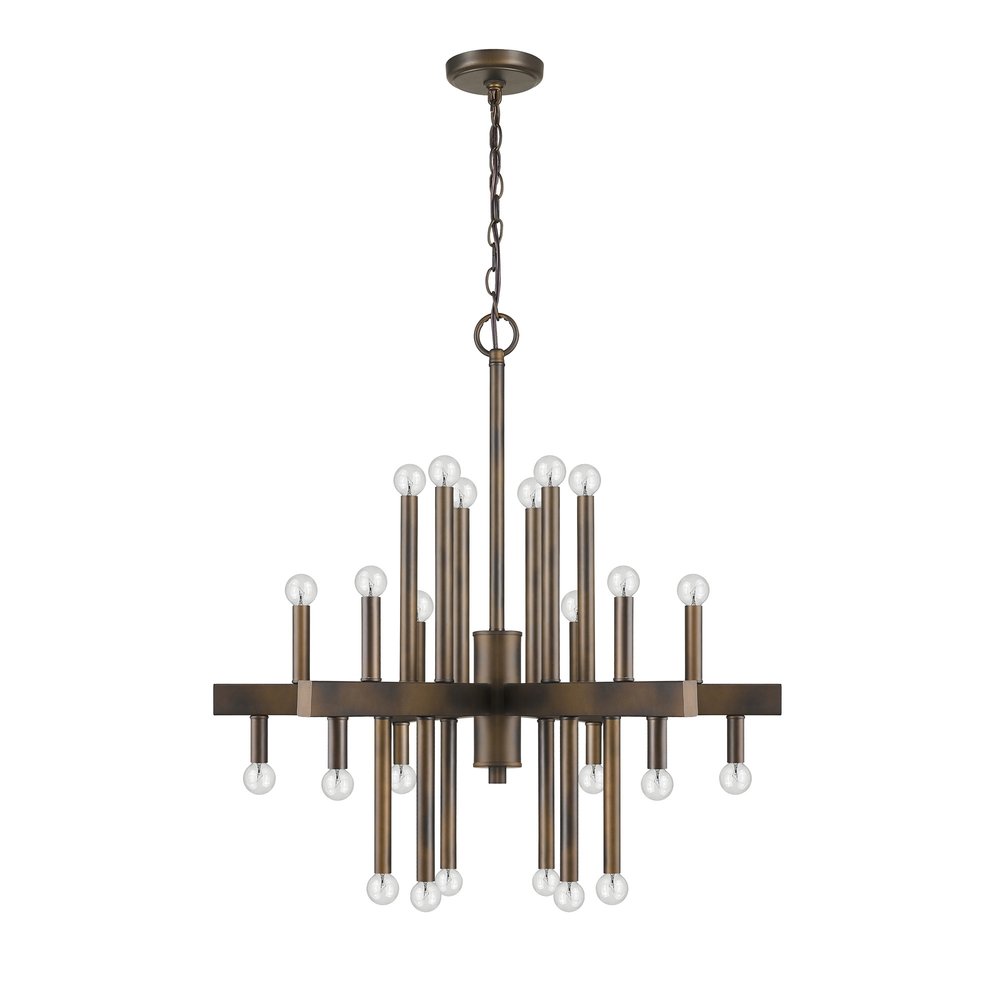 Brown Candle Style Multi Light Metal Dimmable Chandelier on a white background