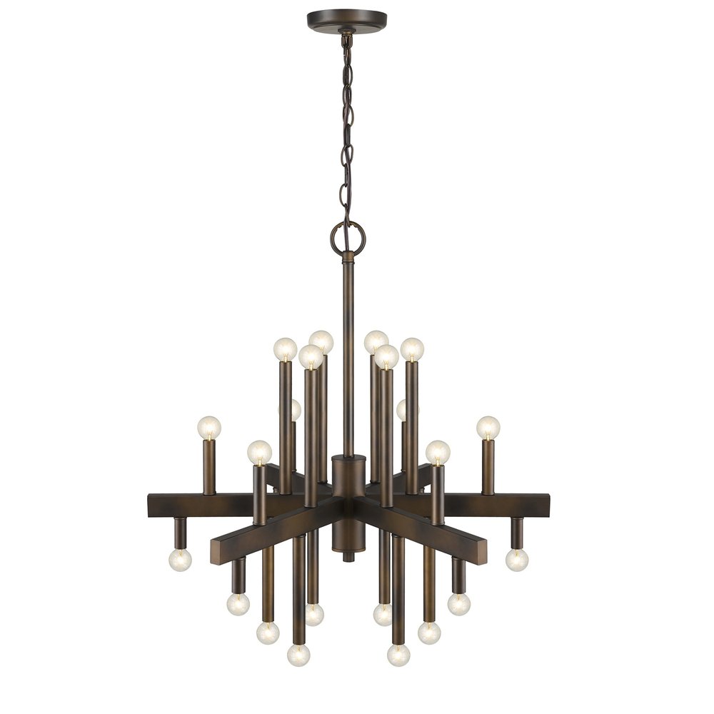 Brown Candle Style Multi Light Metal Dimmable Chandelier on a white background