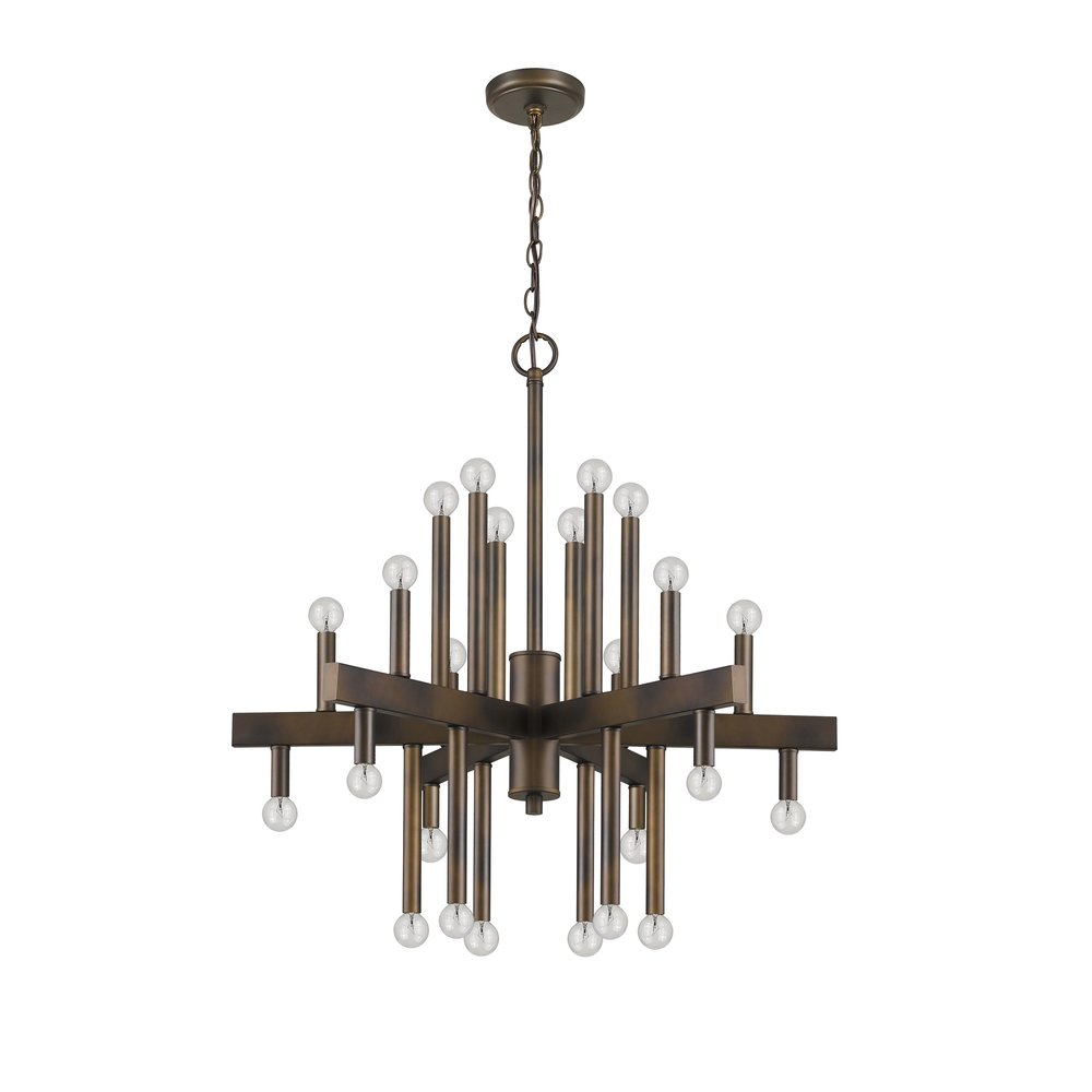 Brown Candle Style Multi Light Metal Dimmable Chandelier on a white background