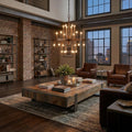 Brown Candle Style Multi Light Metal Dimmable Chandelier in a home interior