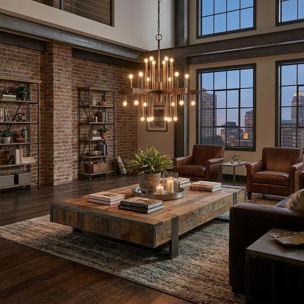 Brown Candle Style Multi Light Metal Dimmable Chandelier in a home interior