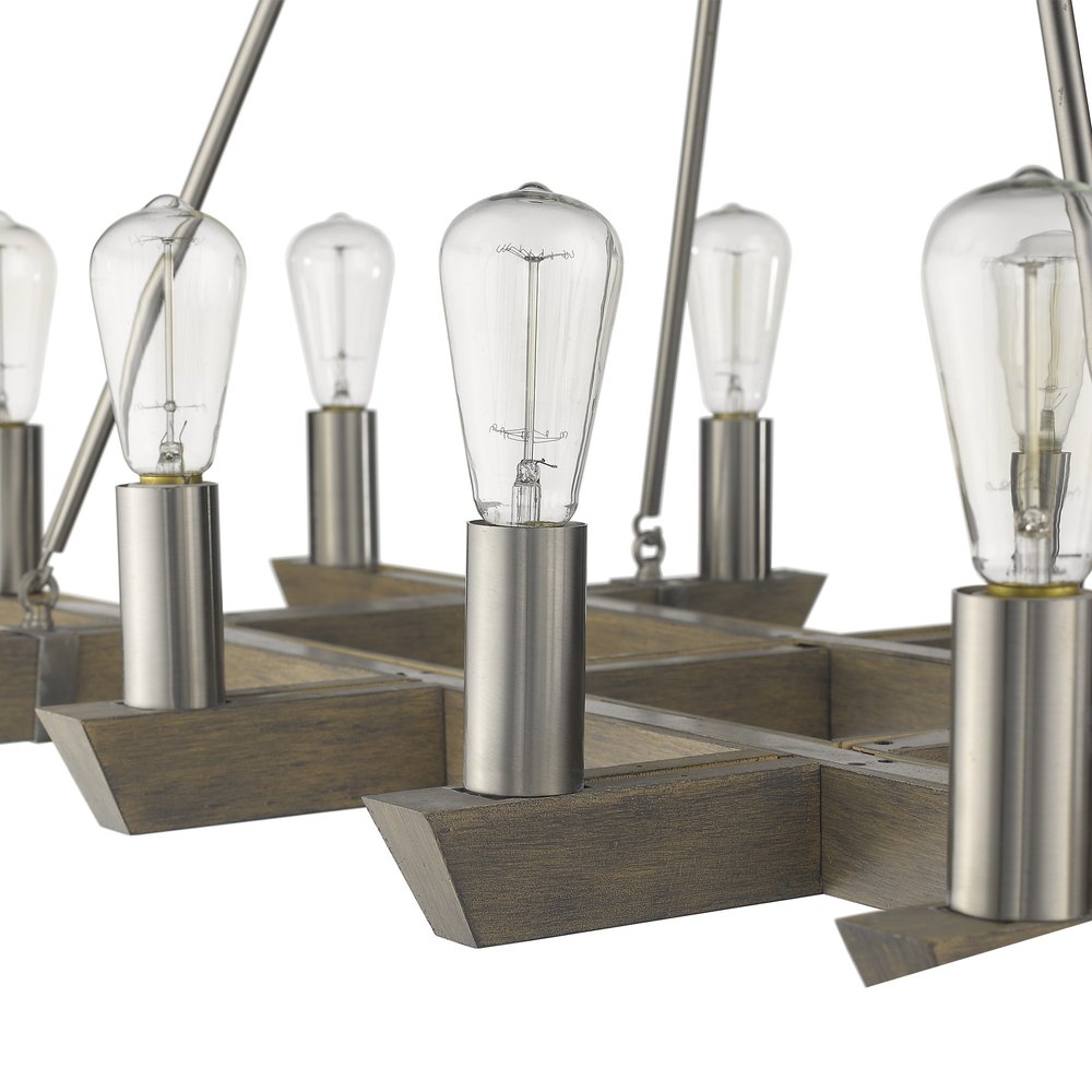 Silver Kitchen Island Twelve Light Metal Dimmable Chandelier on a white background
