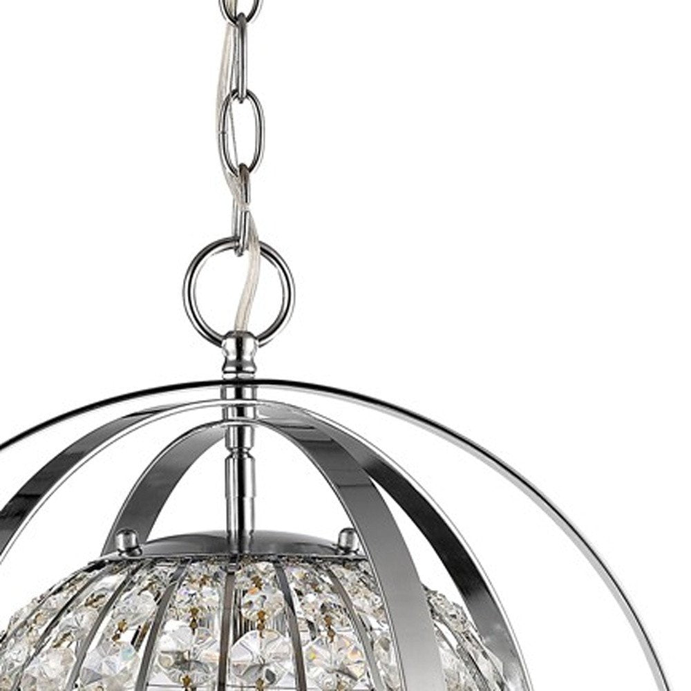 Silver Crystal Dimmable Ceiling Light With Silver Shades on a white background
