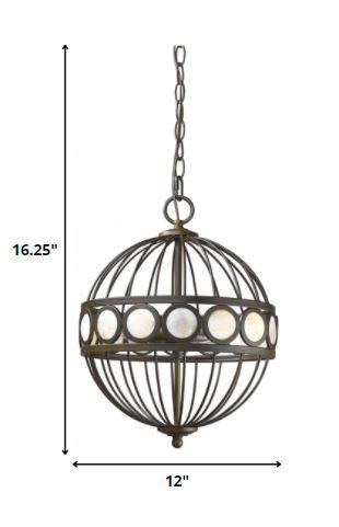 Aria 3-Light Oil-Rubbed Bronze Globe Pendant With Mother Of Pearl Accents on a white background