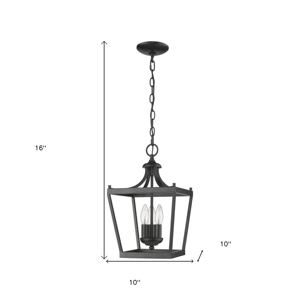 Vintage Black Metal Tapered Hanging Light on a white background