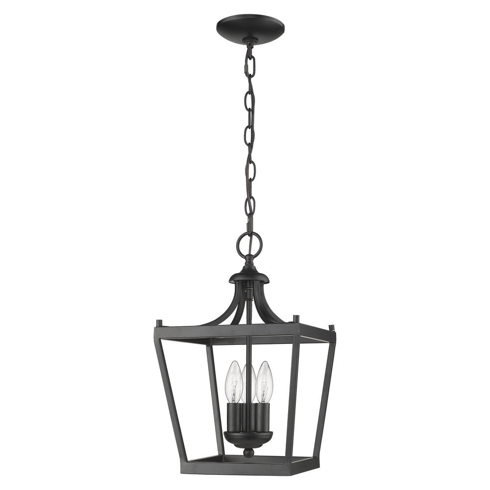 Vintage Black Metal Tapered Hanging Light on a white background