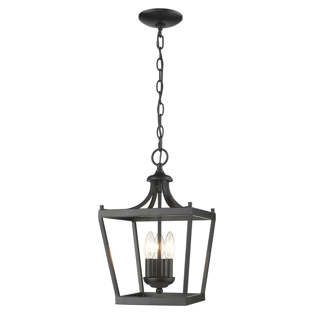 Vintage Black Metal Tapered Hanging Light on a white background