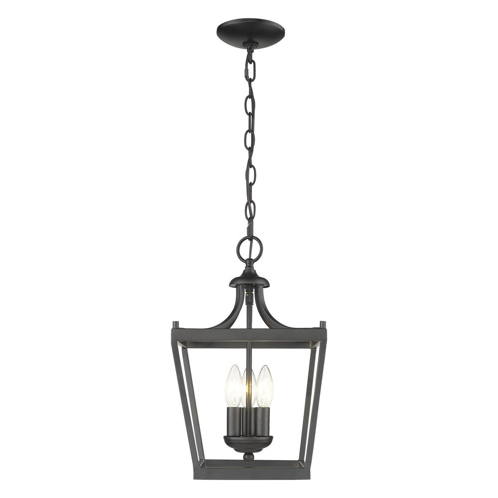 Vintage Black Metal Tapered Hanging Light on a white background