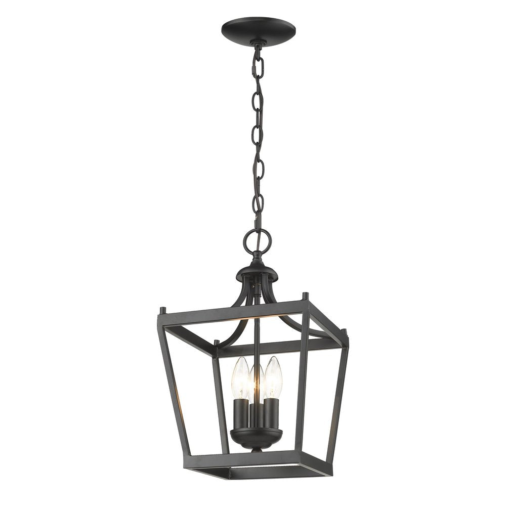 Vintage Black Metal Tapered Hanging Light on a white background