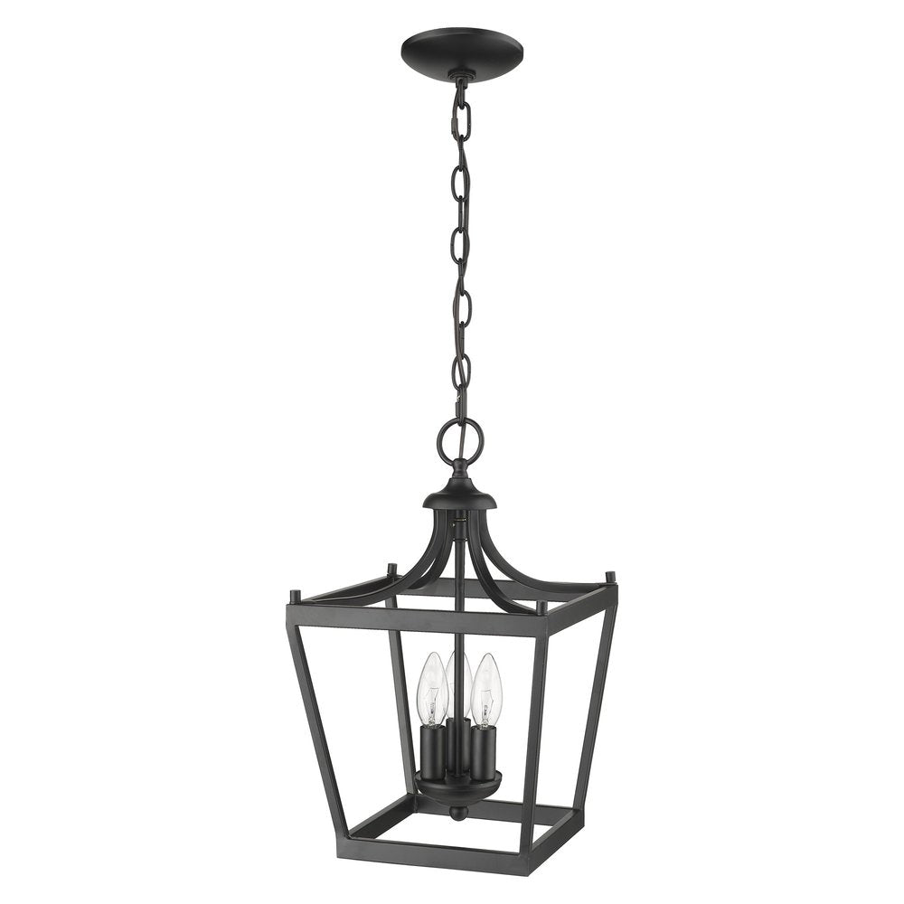 Vintage Black Metal Tapered Hanging Light on a white background