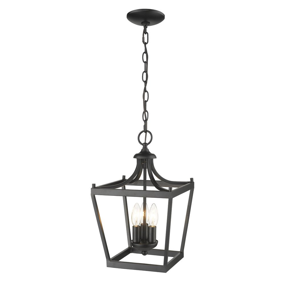 Vintage Black Metal Tapered Hanging Light on a white background