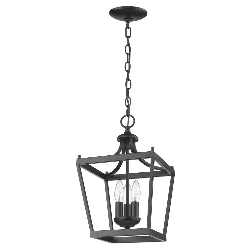 Vintage Black Metal Tapered Hanging Light on a white background