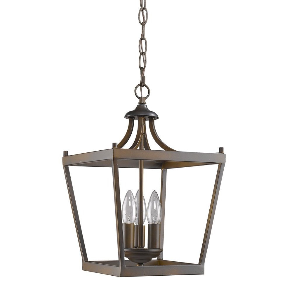 Vintage Brown Metal Tapered Hanging Light on a white background