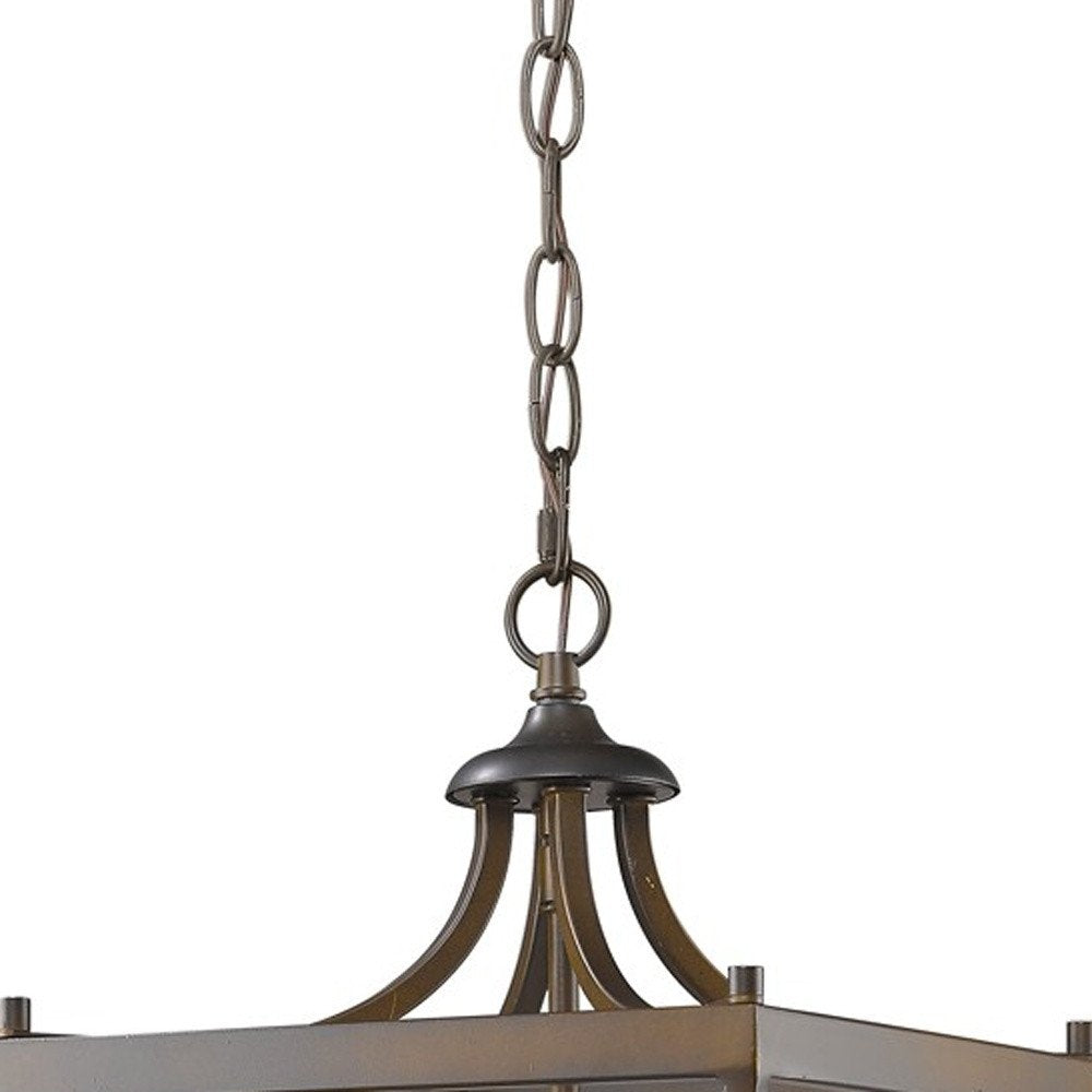 Vintage Brown Metal Tapered Hanging Light on a white background