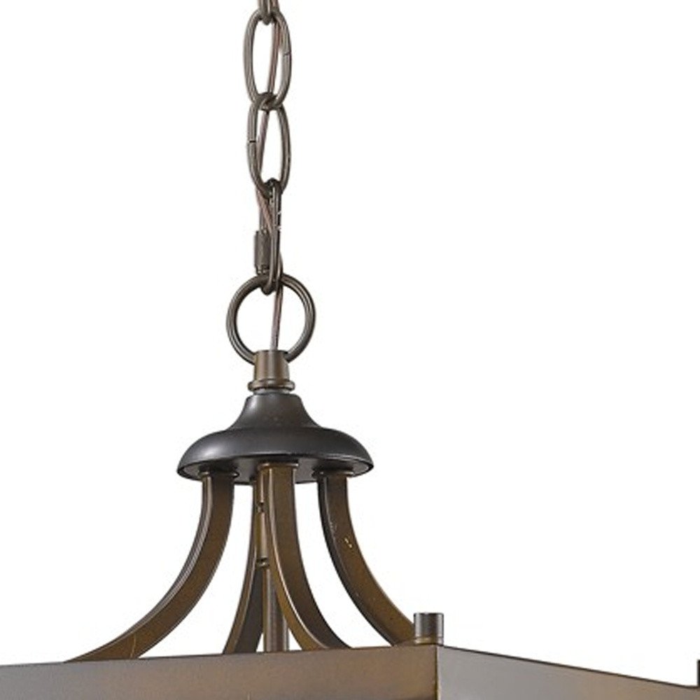 Vintage Brown Metal Tapered Hanging Light on a white background