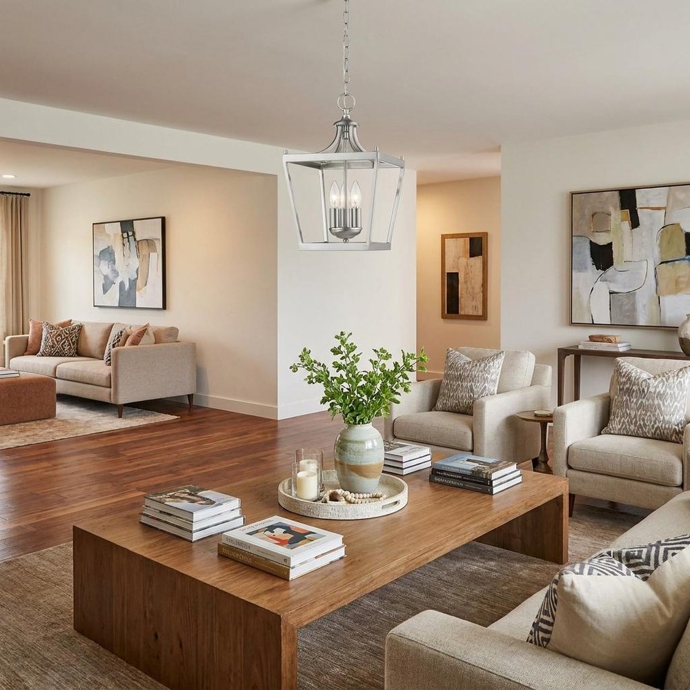 Vintage Silver Metal Tapered Hanging Light in a home interior