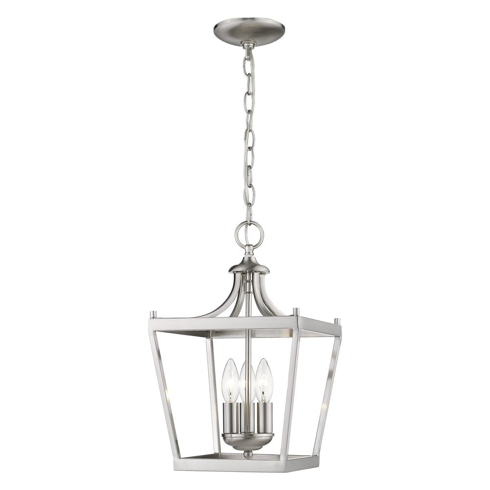 Vintage Silver Metal Tapered Hanging Light on a white background