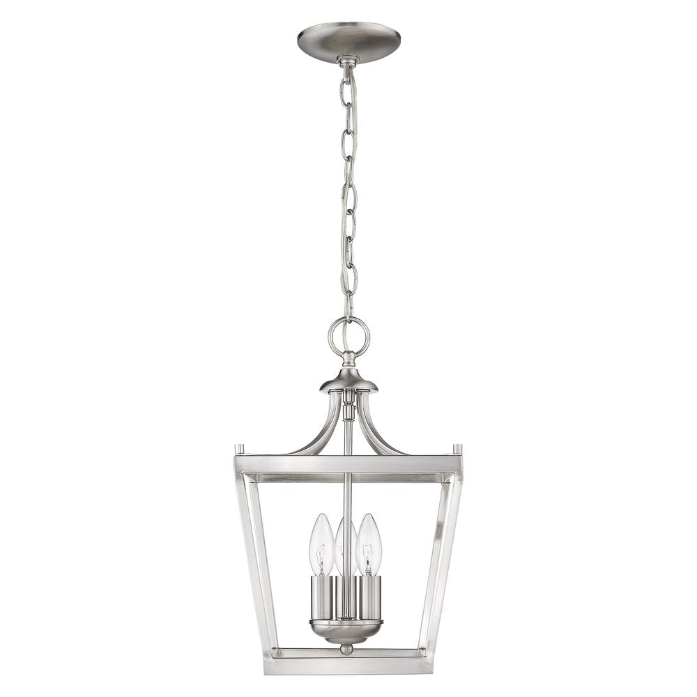 Vintage Silver Metal Tapered Hanging Light on a white background