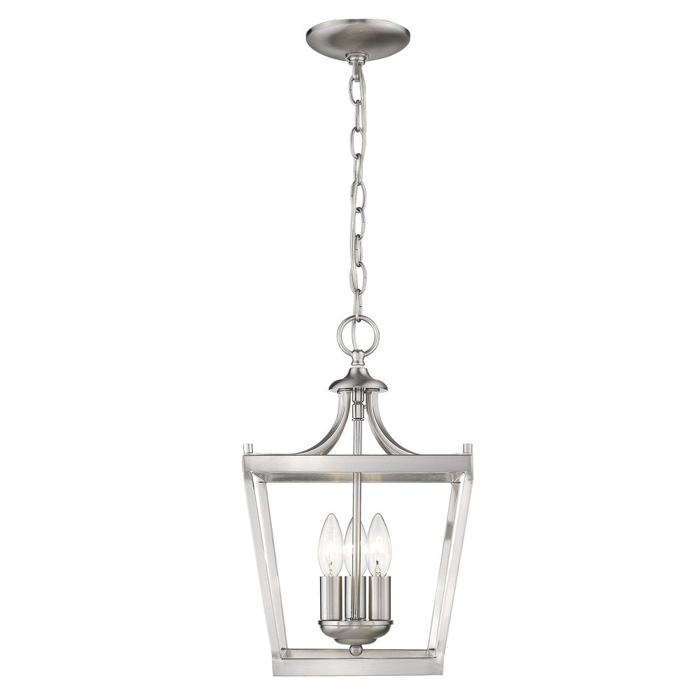 Vintage Silver Metal Tapered Hanging Light on a white background