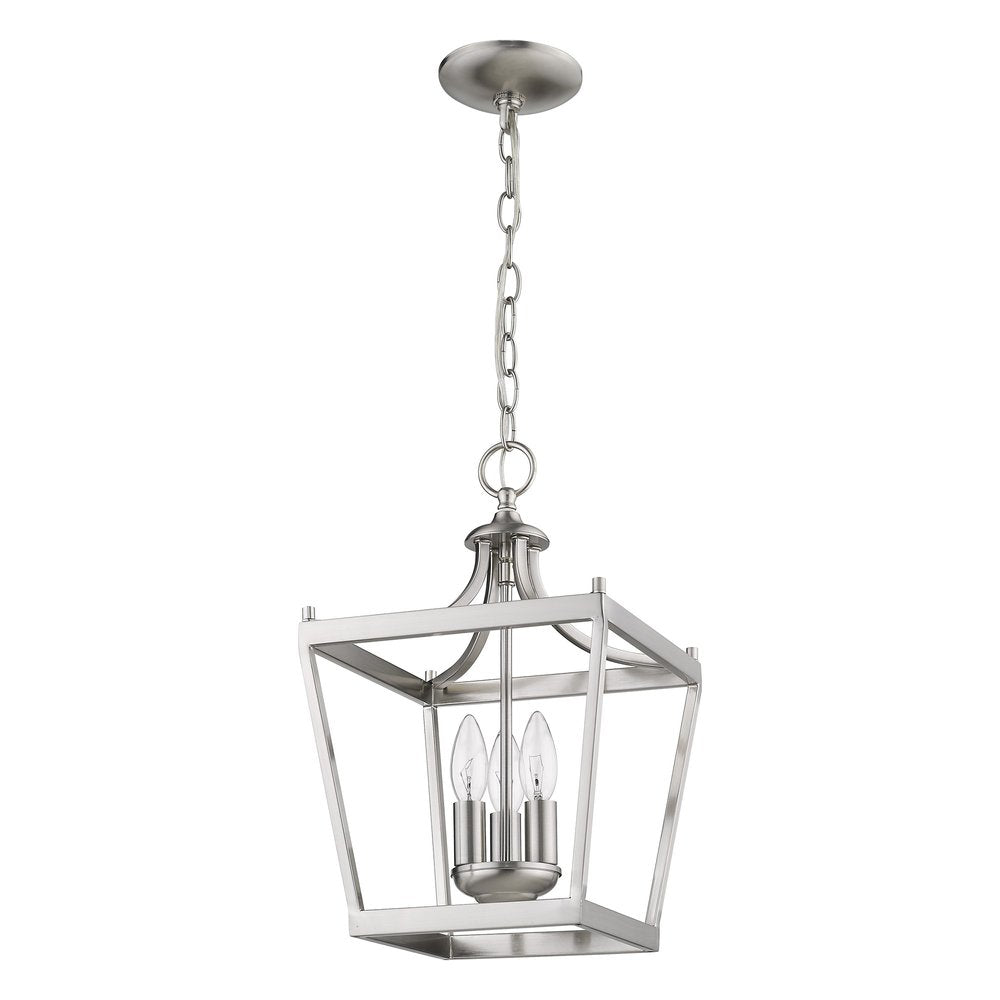 Vintage Silver Metal Tapered Hanging Light on a white background