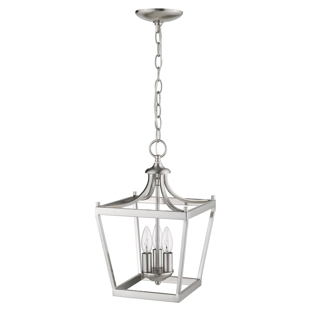 Vintage Silver Metal Tapered Hanging Light on a white background