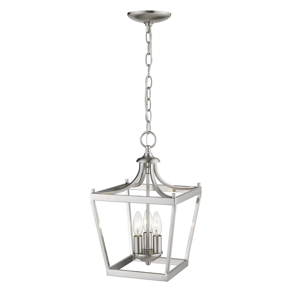 Vintage Silver Metal Tapered Hanging Light on a white background