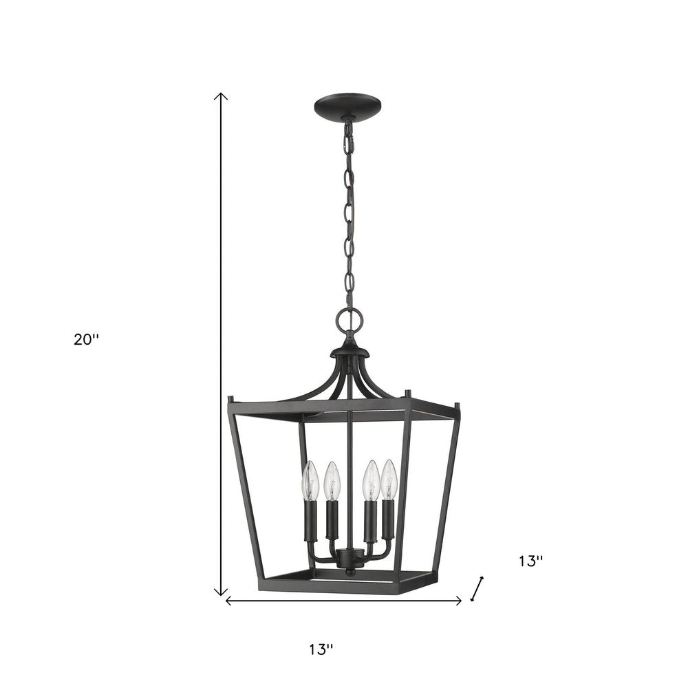 Black Metal Four Light Dimmable Ceiling Light on a white background