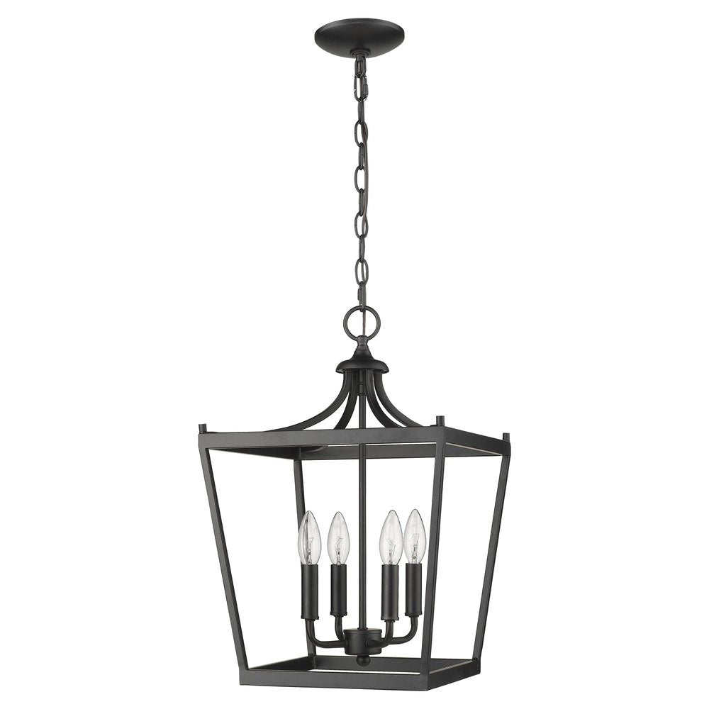 Black Metal Four Light Dimmable Ceiling Light on a white background