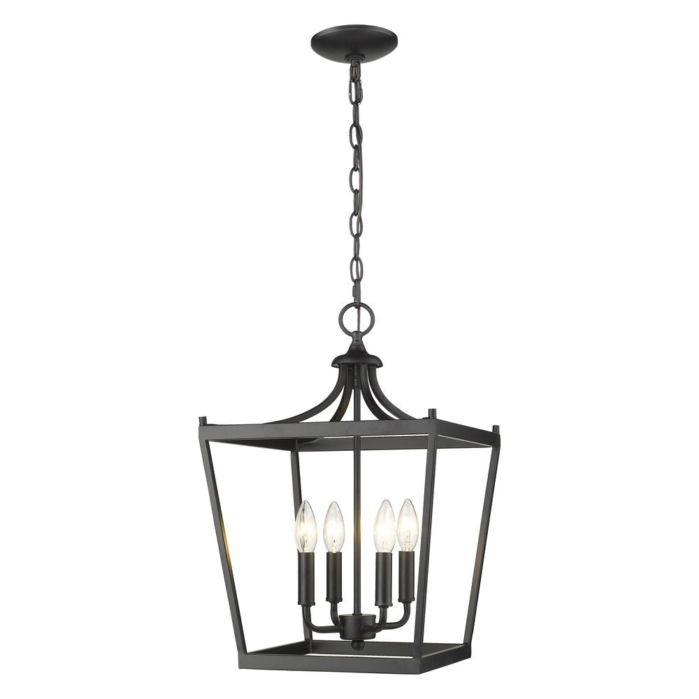 Black Metal Four Light Dimmable Ceiling Light on a white background