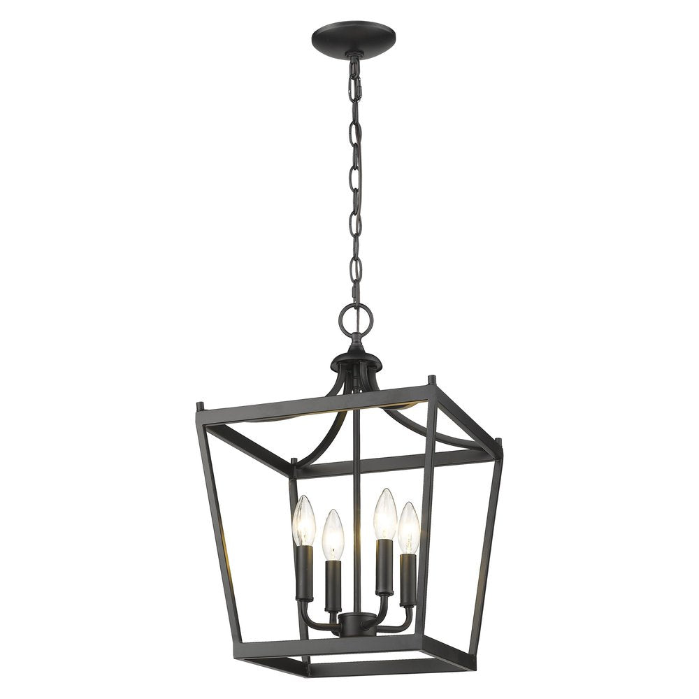 Black Metal Four Light Dimmable Ceiling Light on a white background