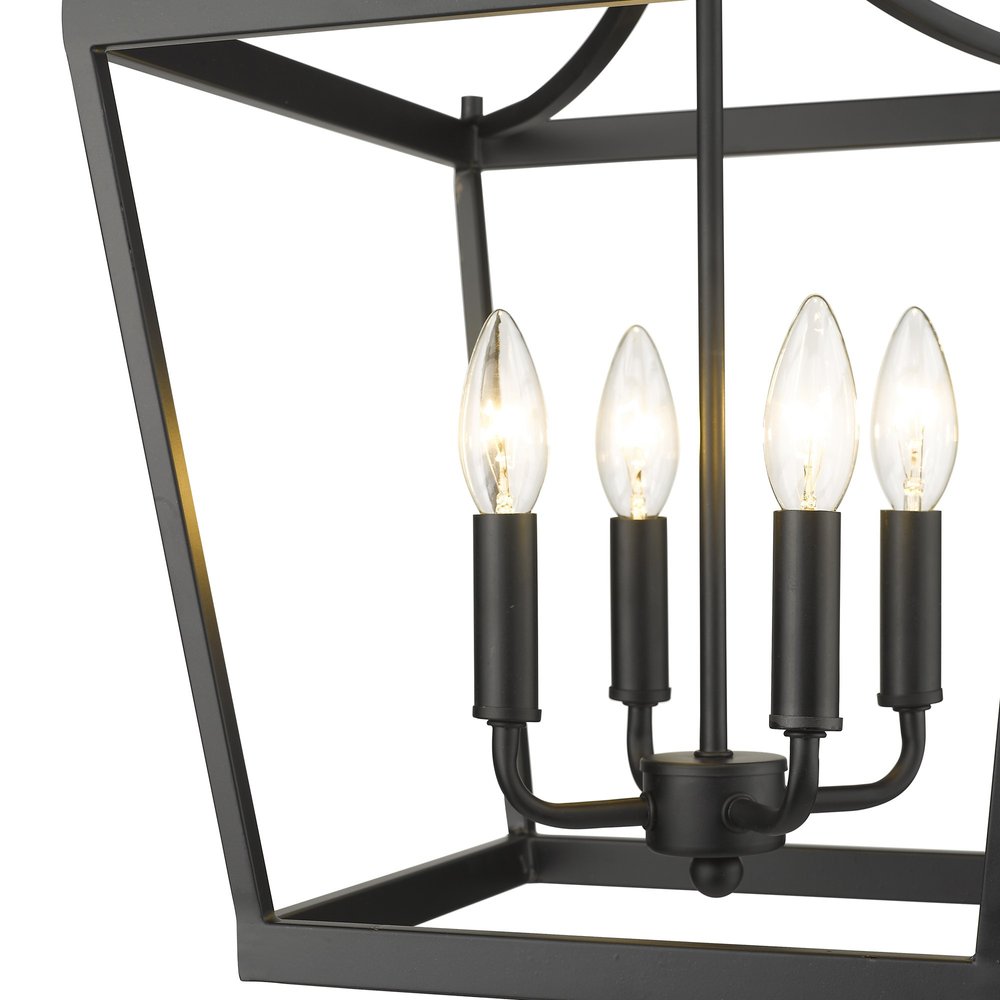 Black Metal Four Light Dimmable Ceiling Light on a white background