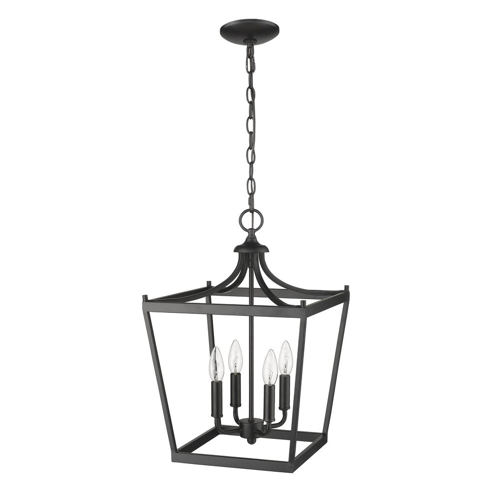 Black Metal Four Light Dimmable Ceiling Light on a white background